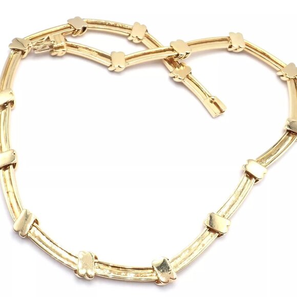 Authentic! Vintage Tiffany & Co 18k Yellow Gold Knot Link Necklace - Picture 7 of 10